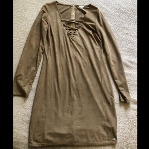 Tan long sleeve suede Guess dress